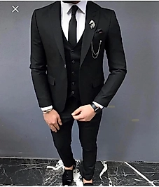 MASSARO SIYAH YELEKLI TAKIM ELBISE