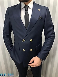 Duz lacivert kruvaze takım (çift cepli model)