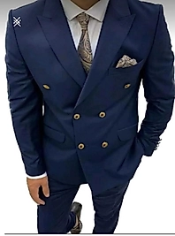 Düz Lacivert Kruvaze Takım